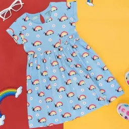 Pantaloons Junior Powder Blue Cotton Printed Dress-picture-26