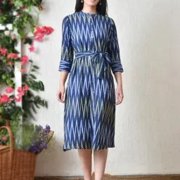 DECKEDUP Multi Color Cotton Abstract Dress-picture-19