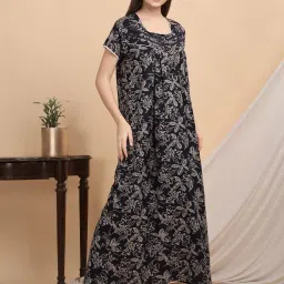 Sweet Dreams Navy Cotton Printed Nighty image 1