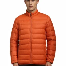 Louis Philippe Orange Regular Fit Quilted Jacket image 1