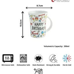 Clay Craft Multicolor Ceramic 8.7 cm Milk Mug (0.35 L) - Set of 2 image 3