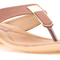 khadim Khadim's Women's Rust Pink Thong Wedges image 4