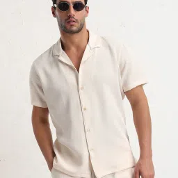 showoffff SHOW OFF Cream Cotton Relaxed Fit Solid Co-Ords image 1