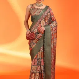 Saree Mall Multi Printed Sarees With Unstitched Blouse image 1