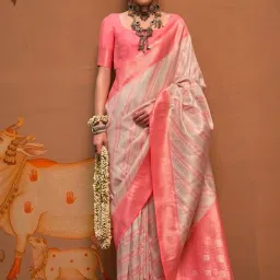 Saree Mall Beige Woven Sarees With Unstitched Blouse image 1