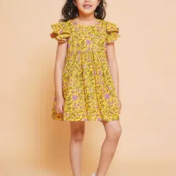 Little Bansi Kids Yellow Floral Print Dress-picture-32