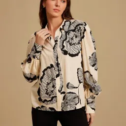 KAZO Beige Viscose Printed Shirt image 1