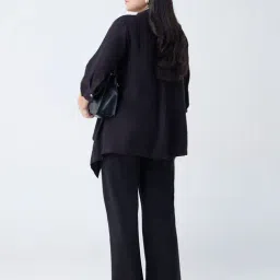 Gia by Westside Black Solid Asymmetric Shirt image 2