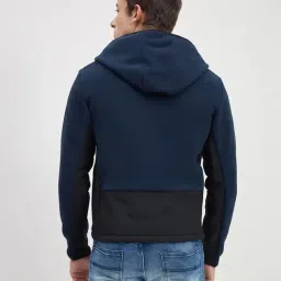 Iconic Men Navy Blue Solid Hoodie Jacket image 2