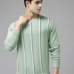 Blackberrys Men Cotton Green Striped Pullover-picture-38