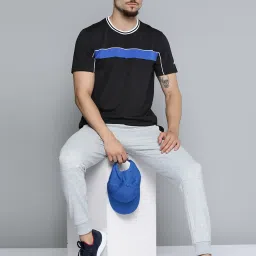 Alcis Black Slim Fit Self Pattern T-Shirts image 5