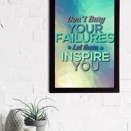 eCraftIndia Green & Blue Don't Buy Your Failures Let Them Inspire You Printed Textured UV Wall Art image 1