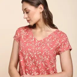 Van Heusen Allover Print And V-Neck Allover Print Night Dress - Foliage image 4