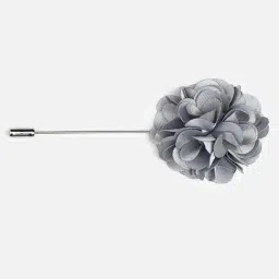 Louis Philippe Grey Embroidered Tie with Pocket Square & Lapel Pin image 3