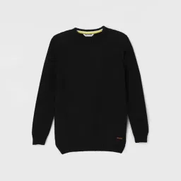 Fame Forever by Lifestyle Boys Black Cotton Self Full Sleeves Sweater-picture-24