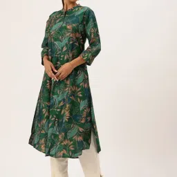 Amukti Green Rayon Printed Three-Quarter Sleeves Kurta-picture-33
