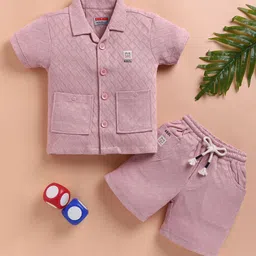 KIDZELLO Boys Pure Cotton Self Design Shirt with Shorts Clothing Set-picture-35