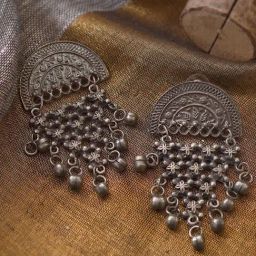 Teejh Arnika Antique Silver Polish Ghungroo Dangler Earrings-picture-44
