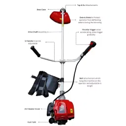 Sharp Garuda 35.8 cc 4 Stroke Heavy Duty Petrol Engine Brush Cutter Machin Red, SGTBC-435 image 4