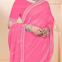 DESI RIWAAZ Sequinned Pure Georgette Heavy Work Saree image 4