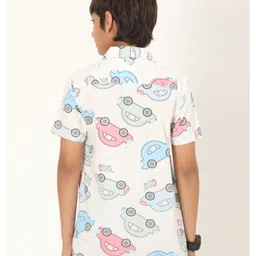 Zion Cotton Half Sleeves Cars Printed Shirt - Off White image 3