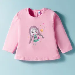Tango Interlock Knit Full Sleeves Night Suit With Floral Print - Pink image 2