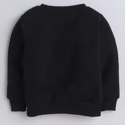 Knitting Doodles Fleece Woven Full Sleeves Eat Sleep Cricket Repeat Text Printed Light Winter Sweatshirt - Black image 3