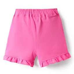 Babyhug Disney Terry Knit Knee Length Shorts With Minnie Mouse Family Graphics & Frill Detailing Pack of 2 - Pink & Yellow image 3