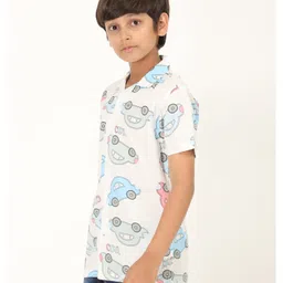 Zion Cotton Half Sleeves Cars Printed Shirt - Off White image 4