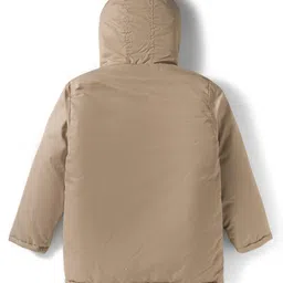 Primo Gino Woven Full Sleeves Reversible Solid Puffer Quilted Jacket With Fur Hoodie - Brown & Navy Blue image 3