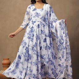 Moda Rapido Floral Printed Maxi Dress With Dupatta-picture-41