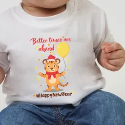 KNITROOT New Year Theme Half Sleeves Better Times Ahead Printed Tee - White image 5