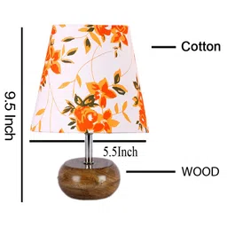 Devansh Cotton Round Small Natural Wood Table Lamp - Multicolor image 4