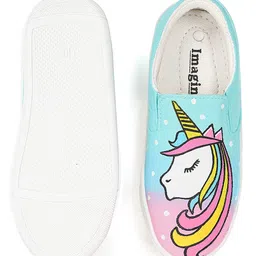 IMAGINO Magic Text & Unicorn Hand Painted Slip On Shoes - Aqua Blue image 5