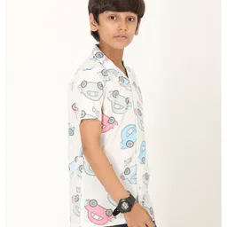 Zion Cotton Half Sleeves Cars Printed Shirt - Off White image 5