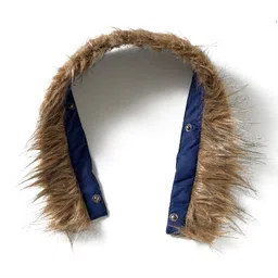 Primo Gino Woven Full Sleeves Reversible Solid Puffer Quilted Jacket With Fur Hoodie - Brown & Navy Blue image 4