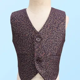 Robo Fry Cotton Knit Full Sleeves 4 Piece Textured Party Suit With A Bow - Wine image 4