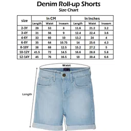 Kiddopanti Denim Washed Roll Up Shorts - Light Blue image 2