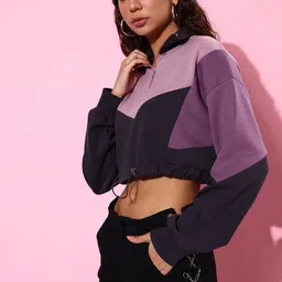 The Roadster Life Co. Colourblocked Crop Sweatshirt image 3