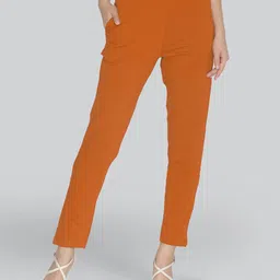 LYRA Women Orange Smart Solid Trouser-image-39