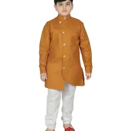 SG Yuvraj Kids Dark Yellow Regular Fit Kurta Set image 1