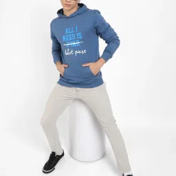 Campus Sutra Blue Regular Fit Graphic Print Hooded Sweatshirt image 5