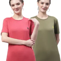 Vimal Jonney Pink & Olive Green Cotton Logo T-Shirt - Pack Of 2-image-33