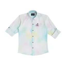 Cavio Kids Blue & White Over Dyed Full Sleeves Shirt-picture-21