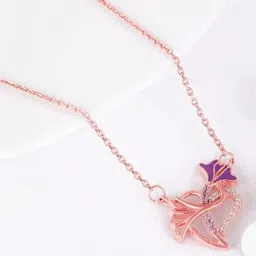 GIVA 925 Silver Rose Gold Floral Paris Necklace image 1