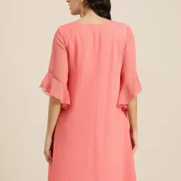 Qurvii Peach Regular fit A Line Dress image 2