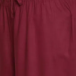 TWIN BIRDS Beige & Maroon Mid Rise Palazzos - Pack Of 2 image 5