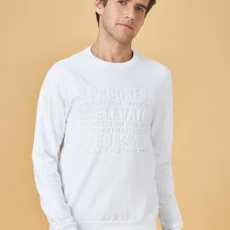 People By Pantaloons White Cotton Regular Fit Printed Sweatshirt image 1