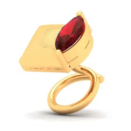 P.C. Chandra Jewellers 18k Gold Unique Shape Leaf Shape Red Stone Nosepin image 5