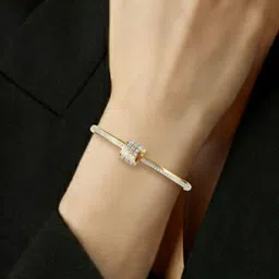 RKB Sales Women Cubic Zirconia Antique Gold-Plated Cuff Bracelet image 3